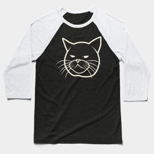 Lineart Cute Cat Bored Face Baseball T-Shirt